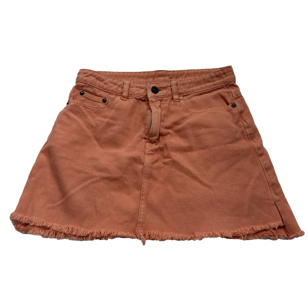 Sadie & Sage Peach Frayed Mini Skirt